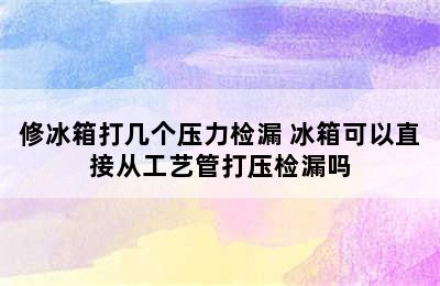 修冰箱打几个压力检漏 冰箱可以直接从工艺管打压检漏吗